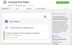 Extension Chrome Facebook Pixel Helper 