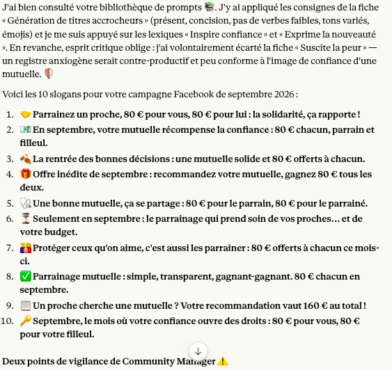 réponse LLM slogans publicitaires juillet 2026
